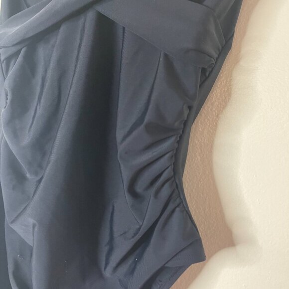 Black Halter One-Piece Swimsuit with Rushed Front & Tie Neck by Smismivo, S NWT. - Picture 5 of 6